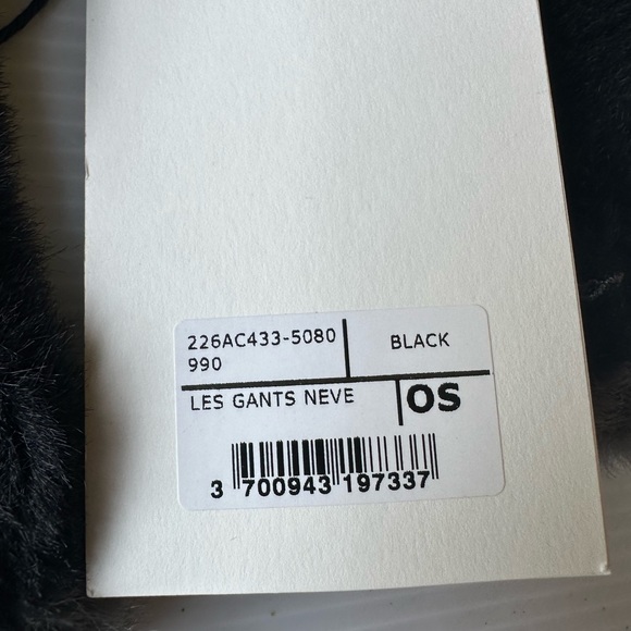 Jacquemus LES NEVE FLUFFY LOGO-EMBROIDERED GLOVES IN BLACK NWT - Picture 4 of 5